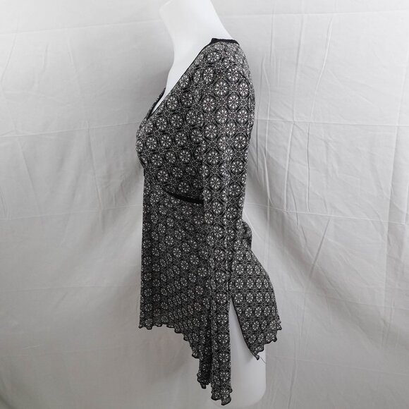 Moa Moa Womens Top Medium Black Babydoll Sheer Career Knit Statement Y2K NEW - Picture 2 of 10